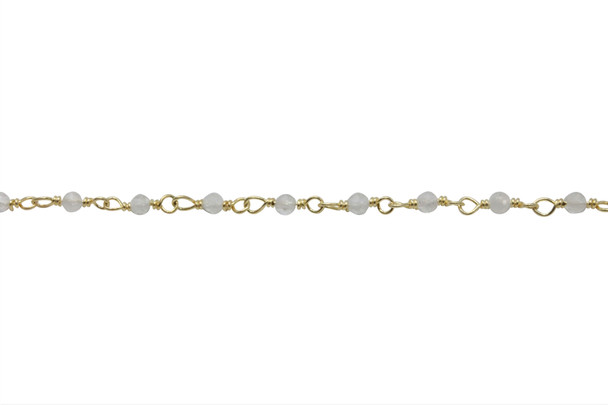 14K Gold Filled 2mm Wire Wrapped White Moonstone Chain - Sold By 6 Inches