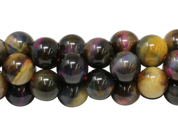 Tiger Eye Polished 14mm Round Galaxy  - Autumn Mix