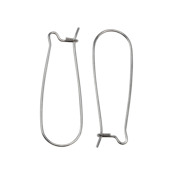 Sterling Silver Long Kidney Earring Wires - Sold as a Pair