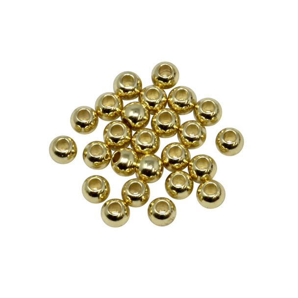 14kt Gold Plated 4mm Round Anti Tarnish Coating - 25 Beads