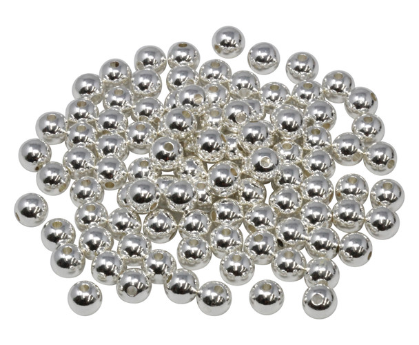 Sterling Silver Plated 8mm Round Anti Tarnish Coating - 100 Beads