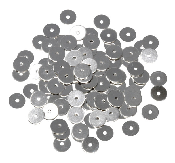 6mm Skinny Disc Spacers Rhodium Plated Brass - 100 Pieces