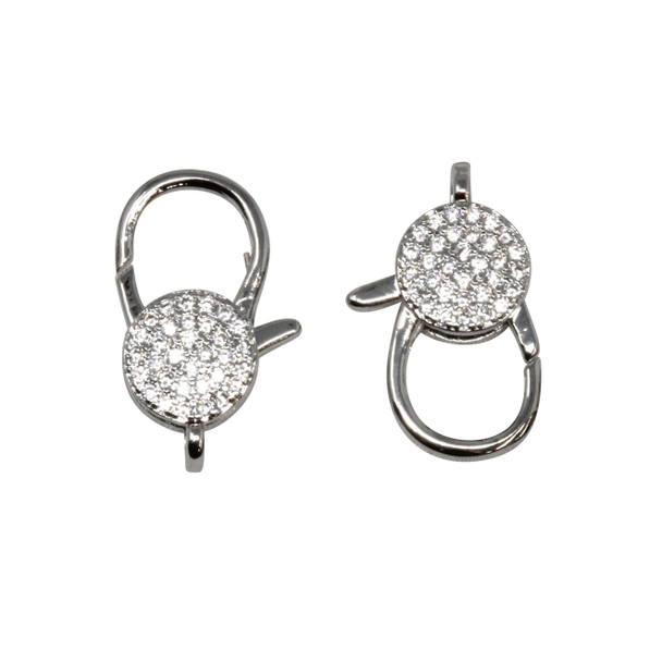 Silver 19x10mm Micro Pave Coin Clasp