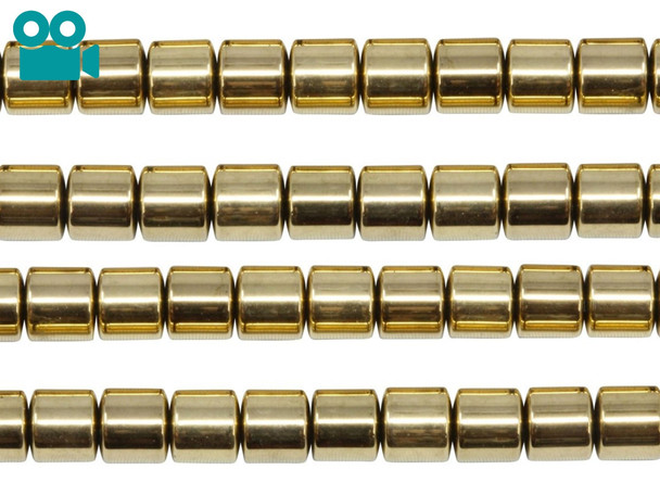 Gold Plated Hematite Polished 6mm Barrel
