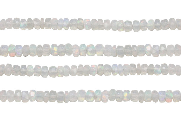 White Ethiopian Opal Grade AA Polished 4mm Faceted Rondel
