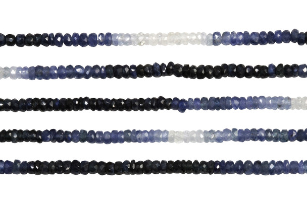 Sapphire Polished 2.5mm Faceted Rondel - Blue Banded