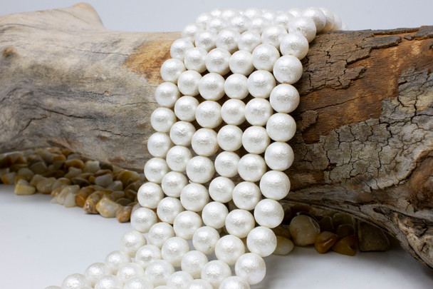 White Shell Pearl Polished 10mm Rough Round