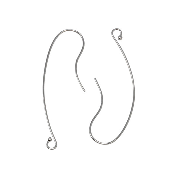 Sterling Silver Long Ball End Ear Wires - Sold as a Pair