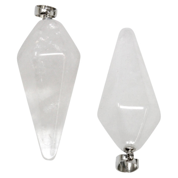 Crystal Quartz Polished 16x36mm Hexagonal Pyramid Pendant