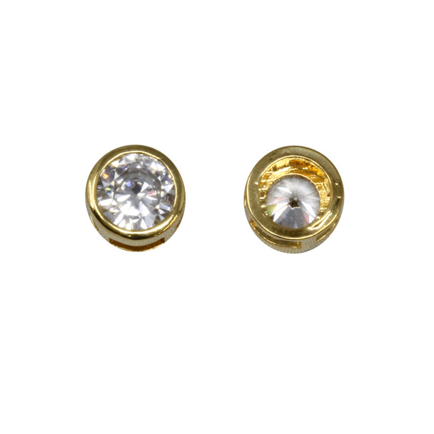 Gold Plated Micro Pave 6mm Slide Bead
