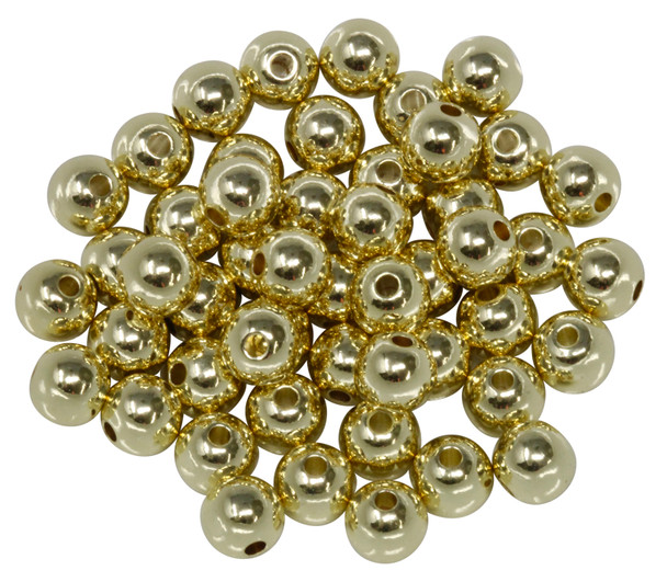 14K Gold Plated 8mm Round Anti Tarnish Coating - 50 Beads