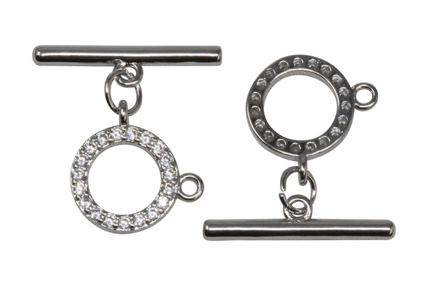 12mm Silver Micro Pave Ring Link Toggle