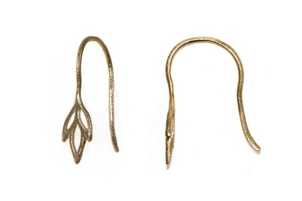 14K Gold over Sterling Silver Iris Flower Earring Wires - Sold as a Pair
