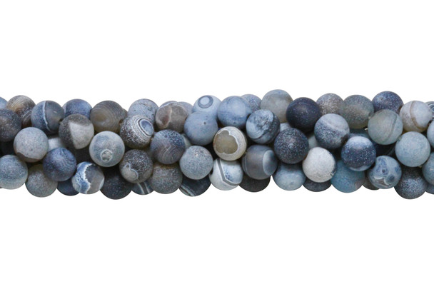 Fire Agate 6mm Round - Black / Blue Matte