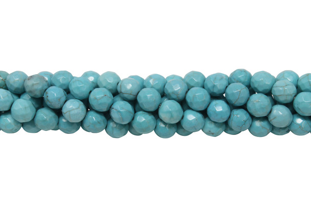 Howlite Turquoise Polished 4mm Faceted Round - 64 Cut