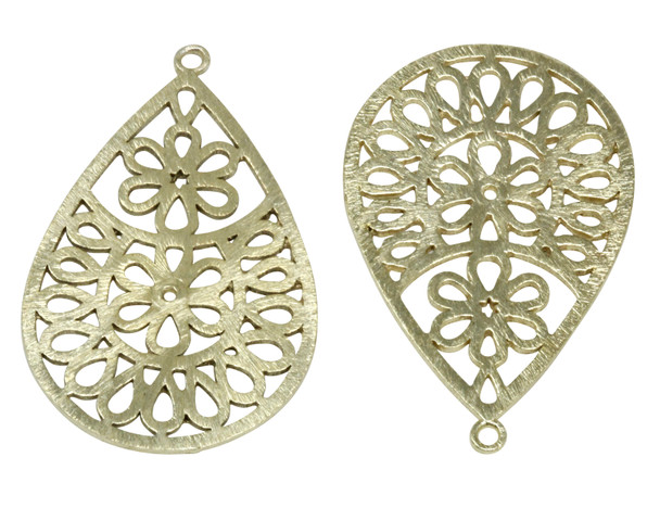 Light Gold Plated 47x30mm Flower Drop Pendant