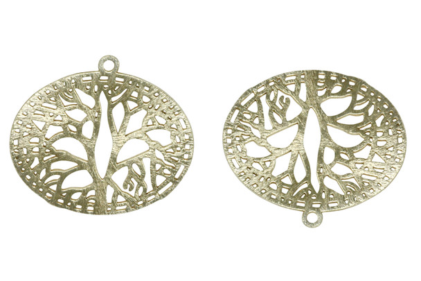 Light Gold Plated 36x33mm Oval Tree of Life Pendant