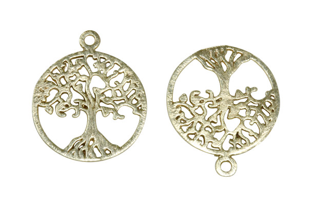 Light Gold Plated 28x24mm Oval Tree of Life Charm