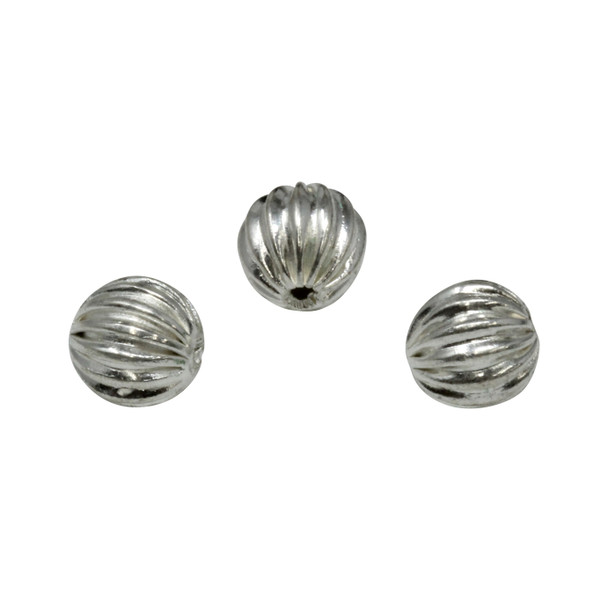 7.5mm Melon Bead - Light Silver Plated