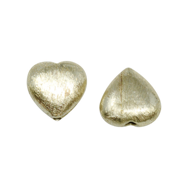 13mm Puffy Heart Bead - Light Gold Plated