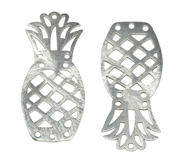 Light Silver Plated 50x22mm Pineapple Pendant