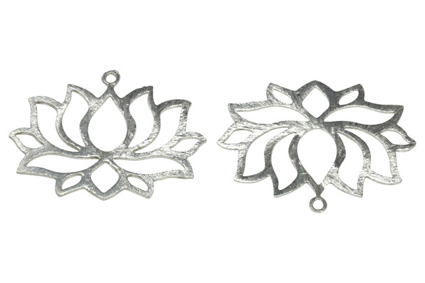 Light Silver Plated 49x39mm Open Lotus Pendant