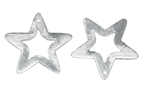 29mm Open Star Pendant - Light Silver Plated