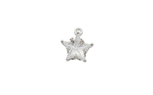 Silver Plated Micro Pave 12mm Star Charm