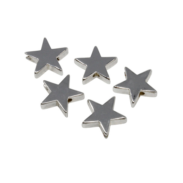 Sterling Silver Plated 11mm Star Anti Tarnish Coating - 5 Beads