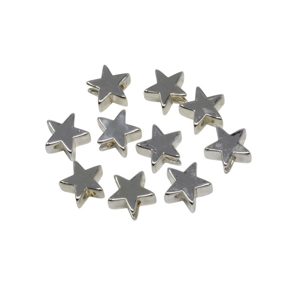 Sterling Silver Plated 6mm Star Anti Tarnish Coating - 10 Beads