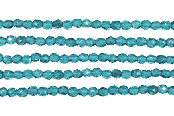 Fire Polish 4mm Faceted Round - Teal