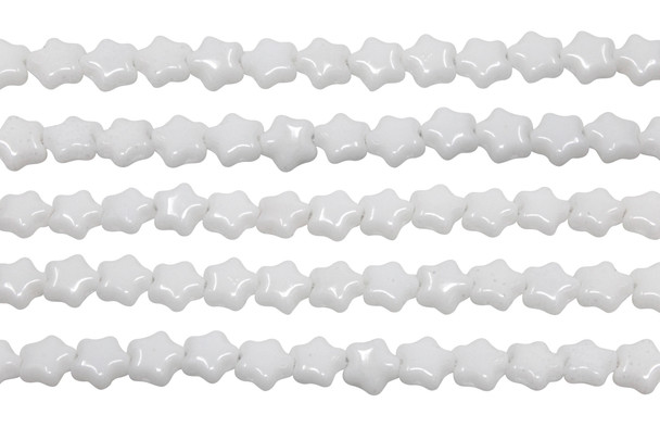Czech Glass 6mm Stars -- Opaque White