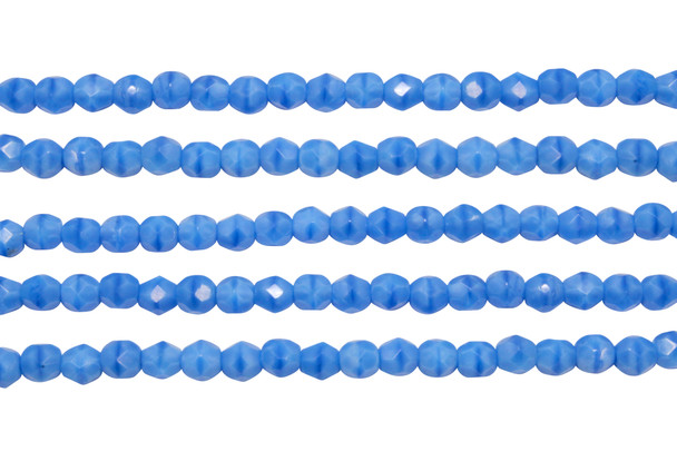 Fire Polish 4mm Faceted Round - Sky Blue Coral