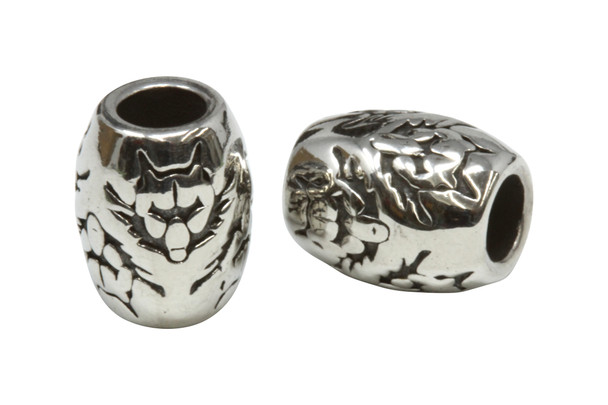 Stainless Steel 13x10.5mm Wolf Barrel Bead