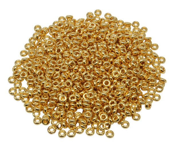 Size 8 Toho Demi Round Seed Beads -- Metallic 24K Gold Plated