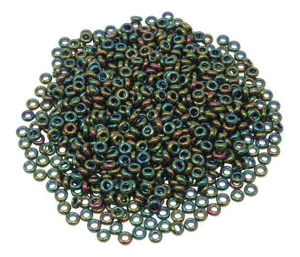 Size 8 Toho Demi Round Seed Beads -- Higher Metallic Iris Olivine