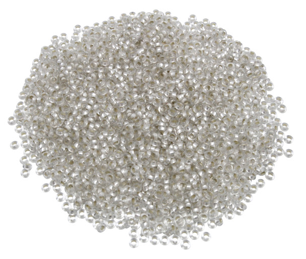 Size 11 Toho Demi Round Seed Beads -- Frosted Crystal Permanent Finish Silver Lined