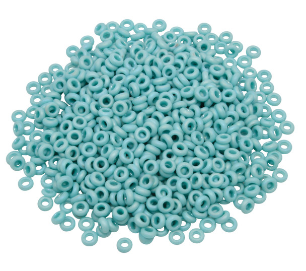 Size 8 Toho Demi Round Seed Beads -- Opaque Rainbow Frost Turquoise