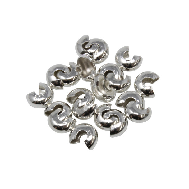 Silver Plated 5mm Crimp Covers - 20 Pieces