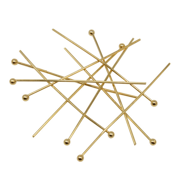 18K Gold Plated 35m Long 22 Gauge Ball End Head Pins - 20 Pieces