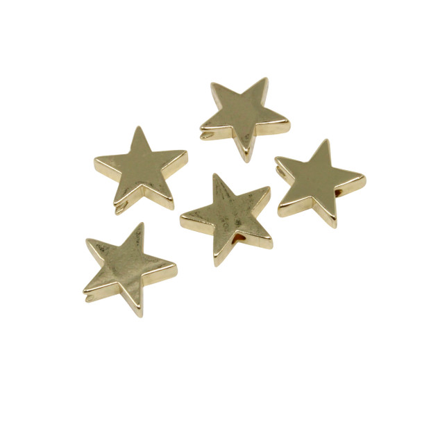 14K Gold Plated 11mm Star Anti Tarnish Coating - 5 Beads