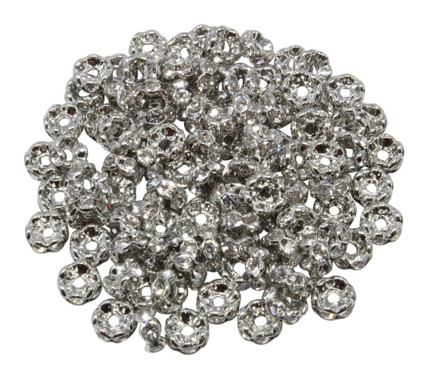 Light Gold Rhinestone 6x2.5mm Wavy Edge Brass Spacer Bead