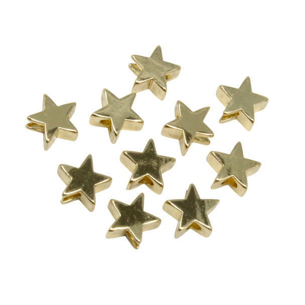 14K Gold Plated 6mm Star Anti Tarnish Coating - 10 Beads