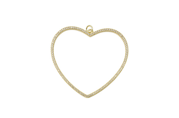 Gold Plated Micro Pave 48mm Open Heart Micro Pave Pendant