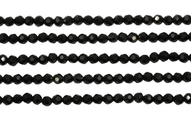 Glass Crystal Polished 4mm Faceted Round - Black