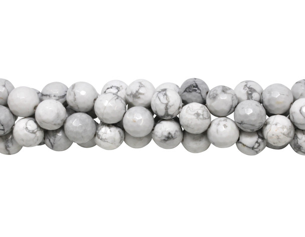 White Howlite Polished 12mm Faceted Round