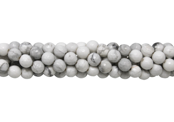 White Howlite Polished 6mm Faceted Round