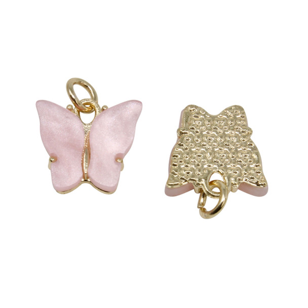 Resin Gold Plated 8x11mm Light Pink Butterfly Charm