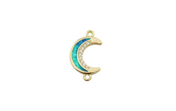 Gold Crescent Moon with Resin Micro Pave Link