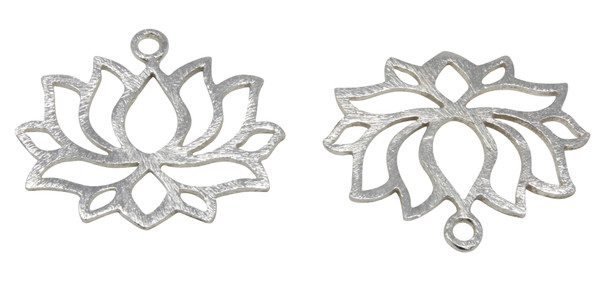Light Silver Plated 30x25mm Open Lotus Pendant
